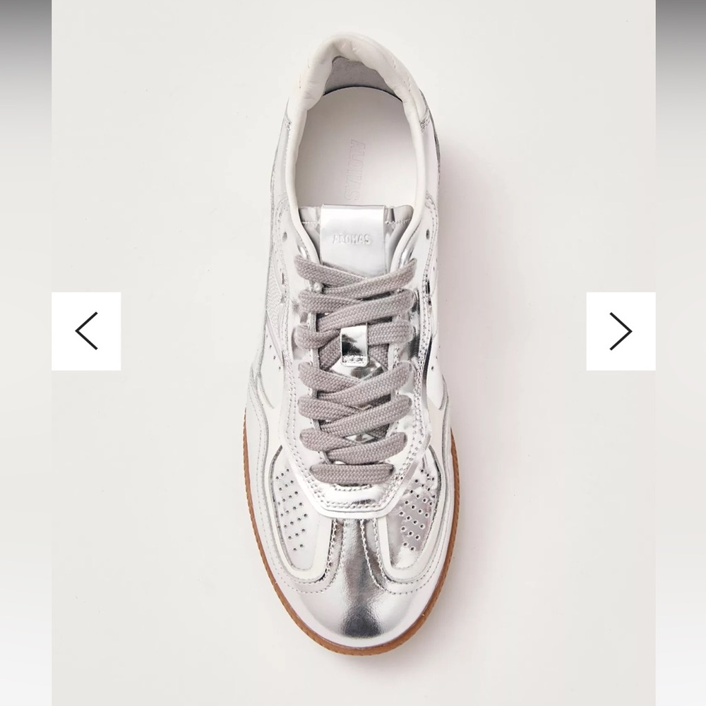 NWOT Alohas tb. 490 Leather Sneakers Rife Shimmer Silver Cream - Picture 5 of 7